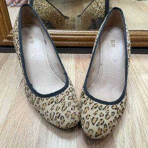 bp Leopard-Print Ballet Flats in Tan and Black Trim